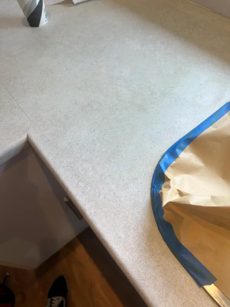 Countertop heat mark treated — after