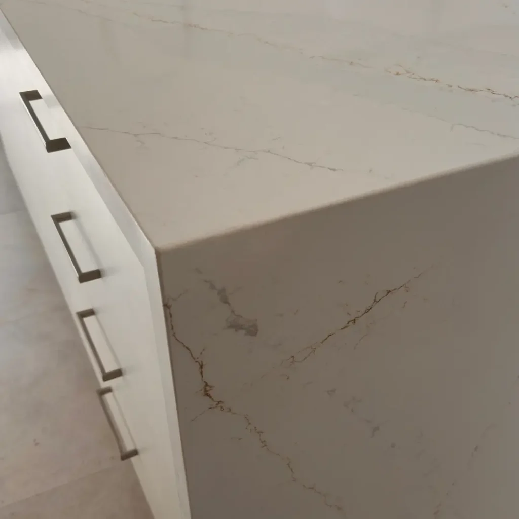 Chipped stone corner repaired — after