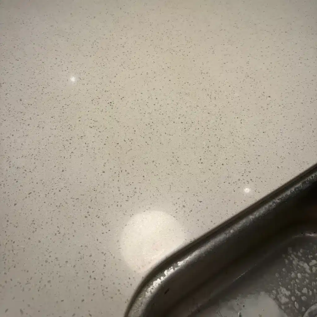 Dull finish around the sink renewed — after
