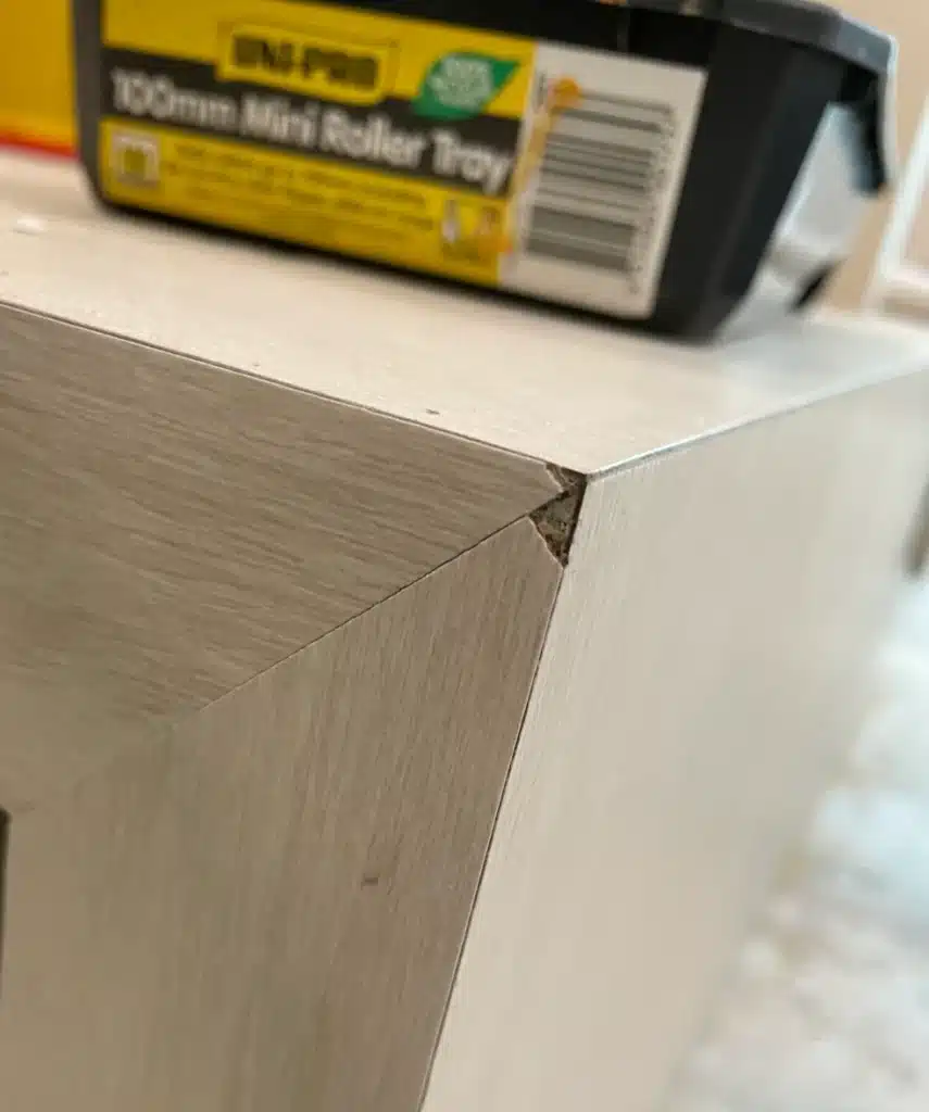 Countertop corner rebuilt — before