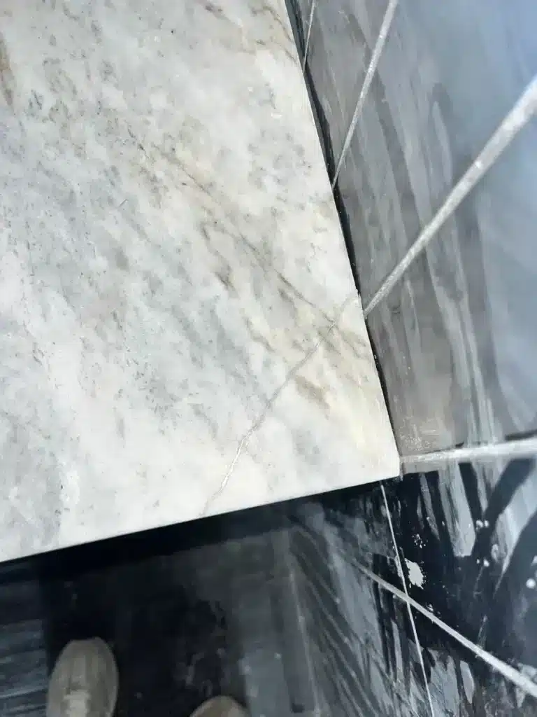 Cracked vanity top repaired — before